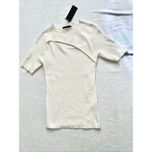 Lea & Viola cream color peekaboo knit top - Picture 2 of 11